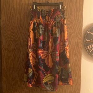 Roxy Strapless Dress with Vibrant Butterfly Print